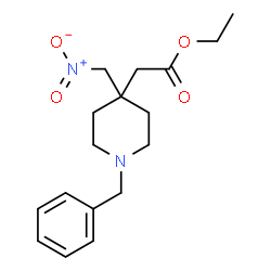 ChemSpider 2D Image | Ethyl [1-benzyl-4-(nitromethyl)-4-piperidinyl]acetate | C17H24N2O4