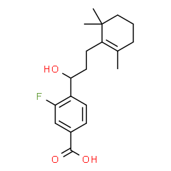 ChemSpider 2D Image | 3-Fluoro-4-[1-hydroxy-3-(2,6,6-trimethyl-1-cyclohexen-1-yl)propyl]benzoic acid | C19H25FO3