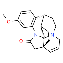 ChemSpider 2D Image | (1S,8R,17S)-12-Methoxy-5,15-diazahexacyclo[13.4.2.0~1,16~.0~5,16~.0~8,17~.0~9,14~]henicosa-2,9,11,13-tetraen-21-one | C20H22N2O2