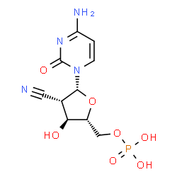 ChemSpider 2D Image | 4-Amino-1-(2-cyano-2-deoxy-5-O-phosphono-beta-D-arabinofuranosyl)-2(1H)-pyrimidinone | C10H13N4O7P