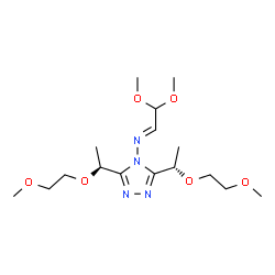 ChemSpider 2D Image | (1E)-N-{3,5-Bis[(1S)-1-(2-methoxyethoxy)ethyl]-4H-1,2,4-triazol-4-yl}-2,2-dimethoxyethanimine | C16H30N4O6