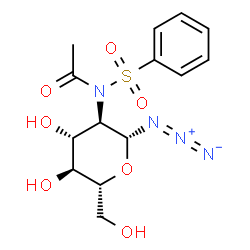 ChemSpider 2D Image | N-[(2R,3R,4R,5S,6R)-2-Azido-4,5-dihydroxy-6-(hydroxymethyl)tetrahydro-2H-pyran-3-yl]-N-(phenylsulfonyl)acetamide | C14H18N4O7S