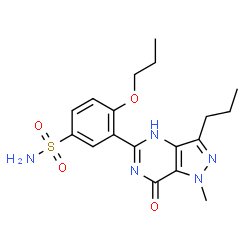 ChemSpider 2D Image | 3-(1-Methyl-7-oxo-3-propyl-4,7-dihydro-1H-pyrazolo[4,3-d]pyrimidin-5-yl)-4-propoxybenzenesulfonamide | C18H23N5O4S