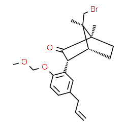 ChemSpider 2D Image | (1R,3R,4R,7R)-3-[5-Allyl-2-(methoxymethoxy)phenyl]-7-(bromomethyl)-1,7-dimethylbicyclo[2.2.1]heptan-2-one | C21H27BrO3