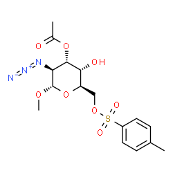 ChemSpider 2D Image | Methyl 3-O-acetyl-2-azido-2-deoxy-6-O-[(4-methylphenyl)sulfonyl]-alpha-D-altropyranoside | C16H21N3O8S