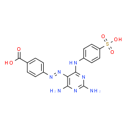 ChemSpider 2D Image | 4-[(E)-{2,4-Diamino-6-[(4-sulfophenyl)amino]-5-pyrimidinyl}diazenyl]benzoic acid | C17H15N7O5S