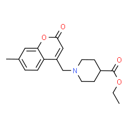 ChemSpider 2D Image | Ethyl 1-[(7-methyl-2-oxo-2H-chromen-4-yl)methyl]-4-piperidinecarboxylate | C19H23NO4