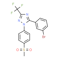 ChemSpider 2D Image | 5-(3-Bromophenyl)-1-[4-(methylsulfonyl)phenyl]-3-(trifluoromethyl)-1H-1,2,4-triazole | C16H11BrF3N3O2S