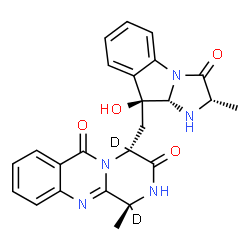 ChemSpider 2D Image | (1S,4R)-4-{[(2S,9S,9aS)-9-Hydroxy-2-methyl-3-oxo-2,3,9,9a-tetrahydro-1H-imidazo[1,2-a]indol-9-yl]methyl}-1-methyl(1,4-~2~H_2_)-2H-pyrazino[2,1-b]quinazoline-3,6(1H,4H)-dione | C24H21D2N5O4