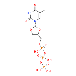 ChemSpider 2D Image | Triphosphoric acid, mono[[(2S,4S)-2-(3,4-dihydro-5-methyl-2,4-dioxo-1(2H)-pyrimidinyl)-1,3-dioxolan-4-yl]methyl] ester | C9H15N2O14P3