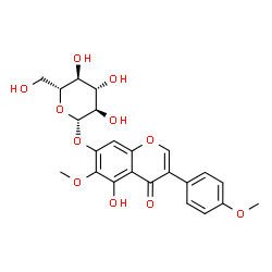 ChemSpider 2D Image | 5-Hydroxy-6-methoxy-3-(4-methoxyphenyl)-4-oxo-4H-chromen-7-yl beta-D-glucopyranoside | C23H24O11