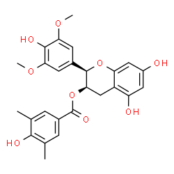 ChemSpider 2D Image | (2R,3R)-5,7-Dihydroxy-2-(4-hydroxy-3,5-dimethoxyphenyl)-3,4-dihydro-2H-chromen-3-yl 4-hydroxy-3,5-dimethylbenzoate | C26H26O9