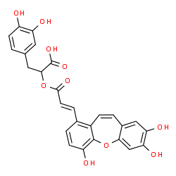 ChemSpider 2D Image | 3-(3,4-Dihydroxyphenyl)-2-{[(2E)-3-(4,7,8-trihydroxydibenzo[b,f]oxepin-1-yl)-2-propenoyl]oxy}propanoic acid | C26H20O10
