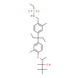 ChemSpider 2D Image | N-[4-(3-{4-[(3-Hydroxy-3,4,4-trimethyl-2-pentanyl)oxy]-3-methylphenyl}-3-pentanyl)-2-methylbenzyl]ethanesulfonamide | C30H47NO4S