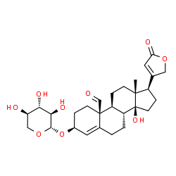 ChemSpider 2D Image | (3beta)-14-Hydroxy-19-oxo-3-(beta-D-xylopyranosyloxy)carda-4,20(22)-dienolide | C28H38O9