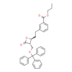 ChemSpider 2D Image | Propyl 3-(2-{(2S,3S)-4-oxo-3-[(trityloxy)methyl]-2-oxetanyl}ethyl)benzoate | C35H34O5