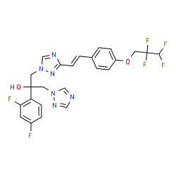 ChemSpider 2D Image | 2-(2,4-Difluorophenyl)-1-(3-(4-(2,2,3,3-tetrafluoropropoxy)styryl)-1,2,4-triazol-1-yl)-3-(1,2,4-triazol-1-yl)propan-2-ol | C24H20F6N6O2