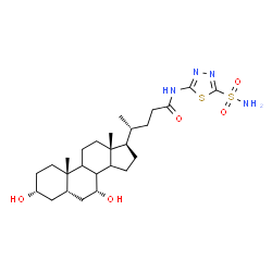 ChemSpider 2D Image | (3alpha,5beta,7alpha,8xi,9xi,14xi)-3,7-Dihydroxy-N-(5-sulfamoyl-1,3,4-thiadiazol-2-yl)cholan-24-amide | C26H42N4O5S2