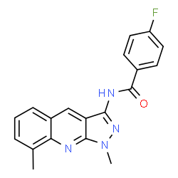 ChemSpider 2D Image | N-(1,8-dimethylpyrazolo[5,4-b]quinolin-3-yl)-4-fluoro-benzamide | C19H15FN4O