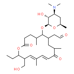 ChemSpider 2D Image | (11E,13E)-16-Ethyl-15-(hydroxymethyl)-5,9,13-trimethyl-2,10-dioxo-7-(2-oxoethyl)oxacyclohexadeca-11,13-dien-6-yl 3,4,6-trideoxy-3-(dimethylamino)-beta-D-xylo-hexopyranoside | C31H51NO8