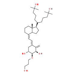 ChemSpider 2D Image | (1R,2S,3R,5E)-5-{(2Z)-2-[(1R,7aR)-1-(2,10-Dihydroxy-2,10-dimethyl-6-undecanyl)-7a-methyloctahydro-4H-inden-4-ylidene]ethylidene}-2-(3-hydroxypropoxy)-4-methylene-1,3-cyclohexanediol (non-preferred nam
e) | C35H60O6