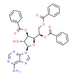 ChemSpider 2D Image | 9-(3,5,6-Tri-O-benzoyl-beta-D-glucofuranosyl)-9H-purin-6-amine | C32H27N5O8