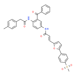 ChemSpider 2D Image | (2E)-N-(3-Benzoyl-4-{[(4-methylphenyl)acetyl]amino}phenyl)-3-{5-[4-(methylsulfonyl)phenyl]-2-furyl}acrylamide | C36H30N2O6S