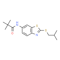 ChemSpider 2D Image | N-(2-isobutylsulfanyl-1,3-benzothiazol-6-yl)-2,2-dimethyl-propanamide | C16H22N2OS2