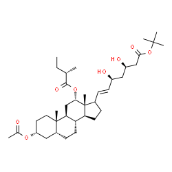 ChemSpider 2D Image | 2-Methyl-2-propanyl (3R,5S,6E)-7-[(3R,5R,8R,9S,10S,12S,13R,14S)-3-acetoxy-10,13-dimethyl-12-{[(2S)-2-methylbutanoyl]oxy}hexadecahydro-1H-cyclopenta[a]phenanthren-17-yl]-3,5-dihydroxy-6-heptenoate (non
-preferred name) | C37H60O8