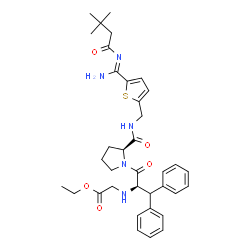 ChemSpider 2D Image | N-(2-Ethoxy-2-oxoethyl)-beta-phenyl-D-phenylalanyl-N-({5-[N'-(3,3-dimethylbutanoyl)carbamimidoyl]-2-thienyl}methyl)-L-prolinamide | C36H45N5O5S