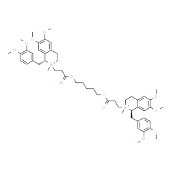 ChemSpider 2D Image | (1R,1'R)-2,2'-{1,5-Pentanediylbis[oxy(3-oxo-3,1-propanediyl)]}bis[1-(3,4-dimethoxybenzyl)-6,7-dimethoxy-2-methyl-1,2,3,4-tetrahydroisoquinolinium] | C53H72N2O12