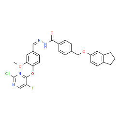 ChemSpider 2D Image | N'-[(Z)-{4-[(2-Chloro-5-fluoro-4-pyrimidinyl)oxy]-3-methoxyphenyl}methylene]-4-[(2,3-dihydro-1H-inden-5-yloxy)methyl]benzohydrazide | C29H24ClFN4O4