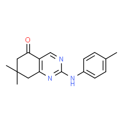 ChemSpider 2D Image | 7,8-Dihydro-7,7-dimethyl-2-[(4-methylphenyl)amino]-5(6H)-quinazolinone | C17H19N3O