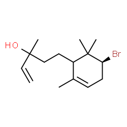 ChemSpider 2D Image | 5-[(5S)-5-Bromo-2,6,6-trimethyl-2-cyclohexen-1-yl]-3-methyl-1-penten-3-ol | C15H25BrO
