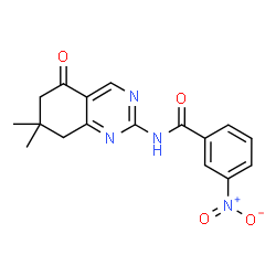 ChemSpider 2D Image | benzamide, 3-nitro-N-(5,6,7,8-tetrahydro-7,7-dimethyl-5-oxo-2-quinazolinyl)- | C17H16N4O4