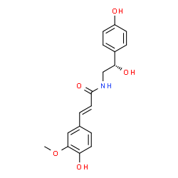 ChemSpider 2D Image | (2E)-N-[(2S)-2-Hydroxy-2-(4-hydroxyphenyl)ethyl]-3-(4-hydroxy-3-methoxyphenyl)acrylamide | C18H19NO5