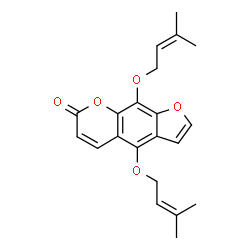 ChemSpider 2D Image | 4,9-BIS[(3-METHYLBUT-2-EN-1-YL)OXY]FURO[3,2-G]CHROMEN-7-ONE | C21H22O5