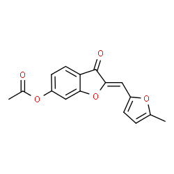 ChemSpider 2D Image | 3(2H)-benzofuranone, 6-(acetyloxy)-2-[(5-methyl-2-furanyl)methylene]-, (2Z)- | C16H12O5