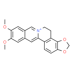 ChemSpider 2D Image | 9,10-Dimethoxy-4,5-dihydro[1,3]dioxolo[4,5-f]isoquinolino[3,2-a]isoquinolin-6-ium | C20H18NO4