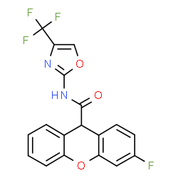 ChemSpider 2D Image | 3-Fluoro-N-[4-(trifluoromethyl)-1,3-oxazol-2-yl]-9H-xanthene-9-carboxamide | C18H10F4N2O3