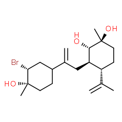 ChemSpider 2D Image | (1S,2S,3R,4S)-3-{2-[(3R,4S)-3-Bromo-4-hydroxy-4-methylcyclohexyl]-2-propen-1-yl}-4-isopropenyl-1-methyl-1,2-cyclohexanediol | C20H33BrO3