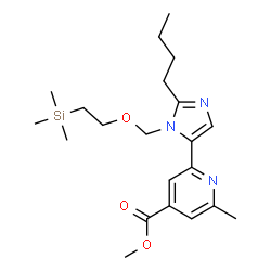 ChemSpider 2D Image | Methyl 2-(2-butyl-1-{[2-(trimethylsilyl)ethoxy]methyl}-1H-imidazol-5-yl)-6-methylisonicotinate | C21H33N3O3Si