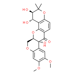 ChemSpider 2D Image | (1S,2R,7aR,13aR)-1,2,7a-Trihydroxy-9,10-dimethoxy-3,3-dimethyl-2,3,13,13a-tetrahydro-1H-chromeno[3,4-b]pyrano[2,3-h]chromen-7(7aH)-one | C23H24O9