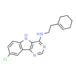 ChemSpider 2D Image | 8-Chloro-N-[2-(1-cyclohexen-1-yl)ethyl]-5H-pyrimido[5,4-b]indol-4-amine | C18H19ClN4