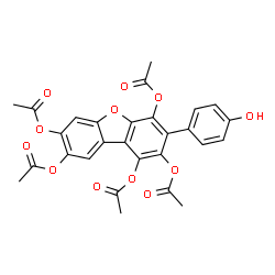 ChemSpider 2D Image | 3-(4-Hydroxyphenyl)dibenzo[b,d]furan-1,2,4,7,8-pentayl pentaacetate | C28H22O12