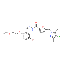 ChemSpider 2D Image | N'-{(Z)-[5-Bromo-2-(2-ethoxyethoxy)phenyl]methylene}-5-[(4-chloro-3,5-dimethyl-1H-pyrazol-1-yl)methyl]-2-furohydrazide | C22H24BrClN4O4