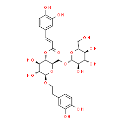 ChemSpider 2D Image | 2-(3,4-Dihydroxyphenyl)ethyl 4-O-[(2E)-3-(3,4-dihydroxyphenyl)-2-propenoyl]-6-O-beta-D-glucopyranosyl-beta-D-glucopyranoside | C29H36O16