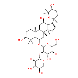 ChemSpider 2D Image | (3beta,5xi,6alpha,12beta,13xi,24R)-3,12,24-Trihydroxy-20,25-epoxydammaran-6-yl 2-O-beta-D-xylopyranosyl-beta-D-glucopyranoside | C41H70O14