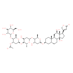 ChemSpider 2D Image | [(2R,3R,4S,6S)-6-[(2R,3S,4S,6S)-6-[(2R,3S,4S,6R)-6-[[(3S,5R,9S,10S,12R,13S,14S,17R)-12,14-dihydroxy-10,13-dimethyl-17-(5-oxo-2H-furan-3-yl)-1,2,3,4,5,6,7,8,9,11,12,15,16,17-tetradecahydrocyclopenta[a]phenanthren-3-yl]oxy]-4-hydroxy-2-methyl-tetrahydropyran-3-yl]oxy-4-hydroxy-2-methyl-tetrahydropyran-3-yl]oxy-2-methyl-3-[(2R,3R,4S,5S,6R)-3,4,5-trihydroxy-6-(hydroxymethyl)tetrahydropyran-2-yl]oxy-tetrahydropyran-4-yl] acetate | C49H76O20