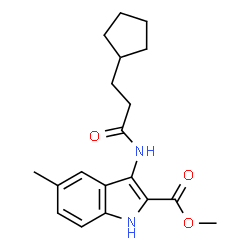 ChemSpider 2D Image | methyl 3-[(3-cyclopentylpropanoyl)amino]-5-methyl-1H-indole-2-carboxylate | C19H24N2O3